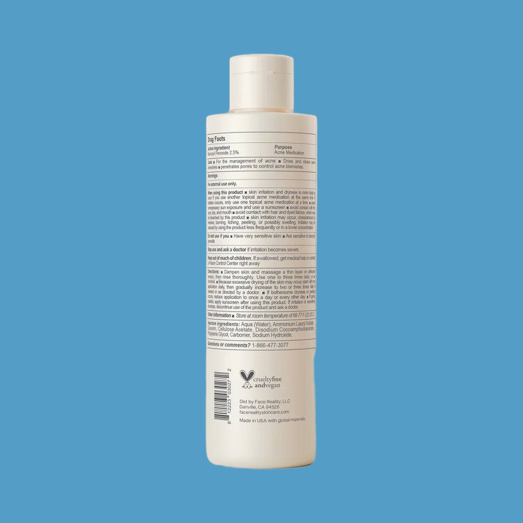 Face Reality Acne Face and Body Scrub (2.5% Benzoyl Peroxide Acne Treatment)